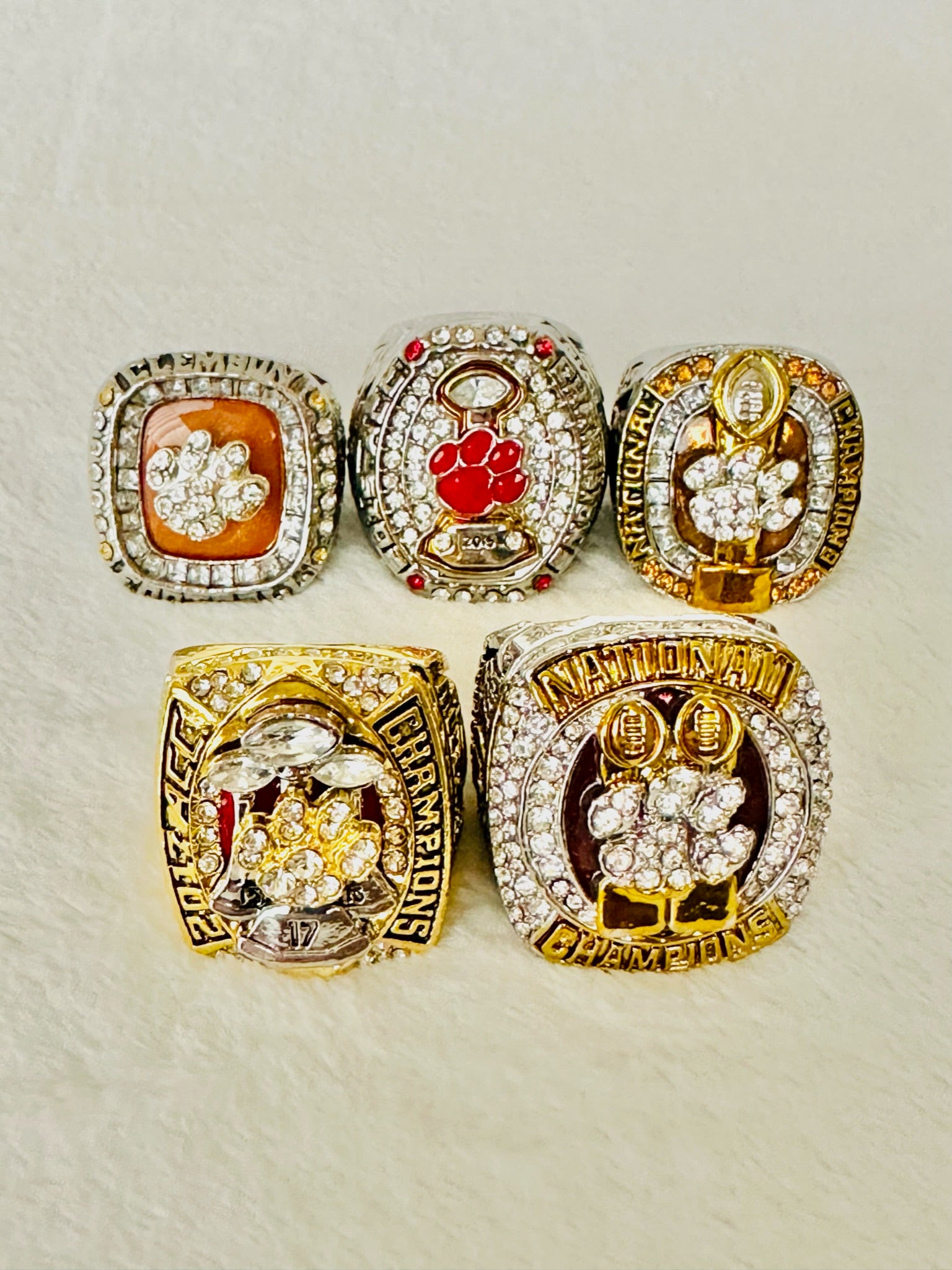 Last 5 PCS Clemson Tigers Championship Ring Set - EB Sports Champion's Cache