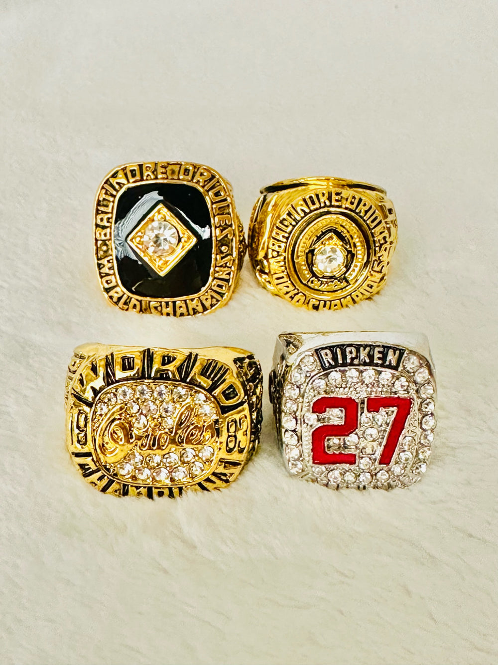 4 PCS Baltimore Orioles World Series Championship and Cal Ripken Ring Set W Box,  SHIP - EB Sports Champion's Cache