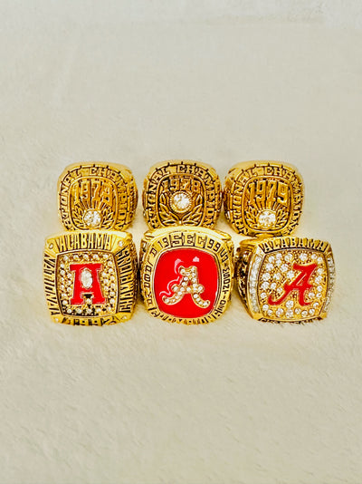 6 PCS Alabama Crimson Tide Championship Ring Set - EB Sports Champion's Cache