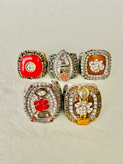 5 PCS Clemson Tigers Championship Ring Set - EB Sports Champion's Cache