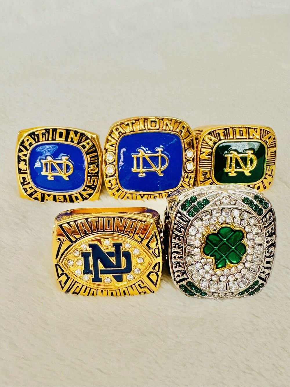 5 PCS Notre Dame Championship Display fan Ring W Box Set, US SHIP 1966-2018 - EB Sports Champion's Cache