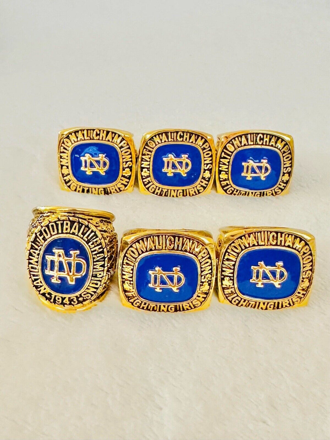 6 PCS Notre Dame Championship Display fan Ring Set, US SHIP 1924-47 - EB Sports Champion's Cache