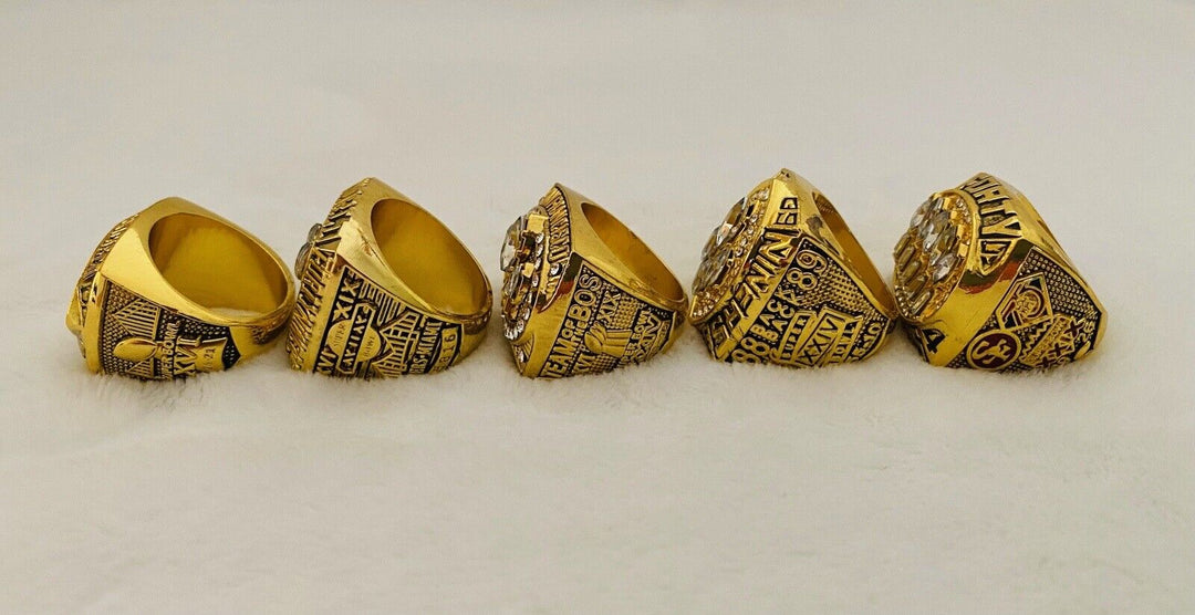 5 PCS San Francisco 49ers Super Bowl RING SET W Case, USA Ship - EB Sports Champion's Cache