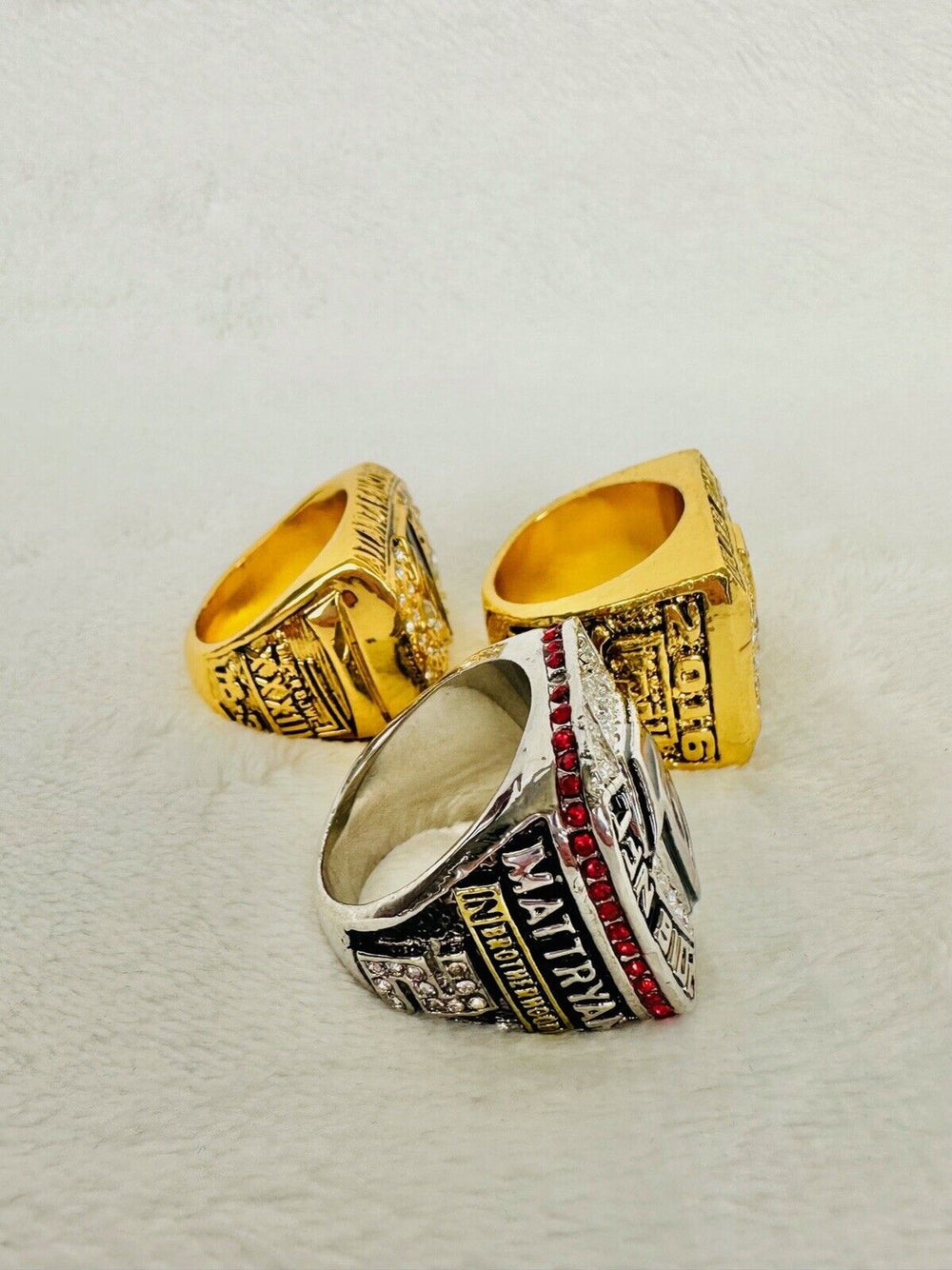 3 Pcs Atlanta Falcons NFC Championship Ring Complete Set, US SHIP 1998/2016/18 - EB Sports Champion's Cache