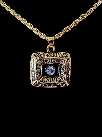 1974 Pittsburgh Steelers Super Bowl Championship Pendant Necklace, USA SHIP - EB Sports Champion's Cache