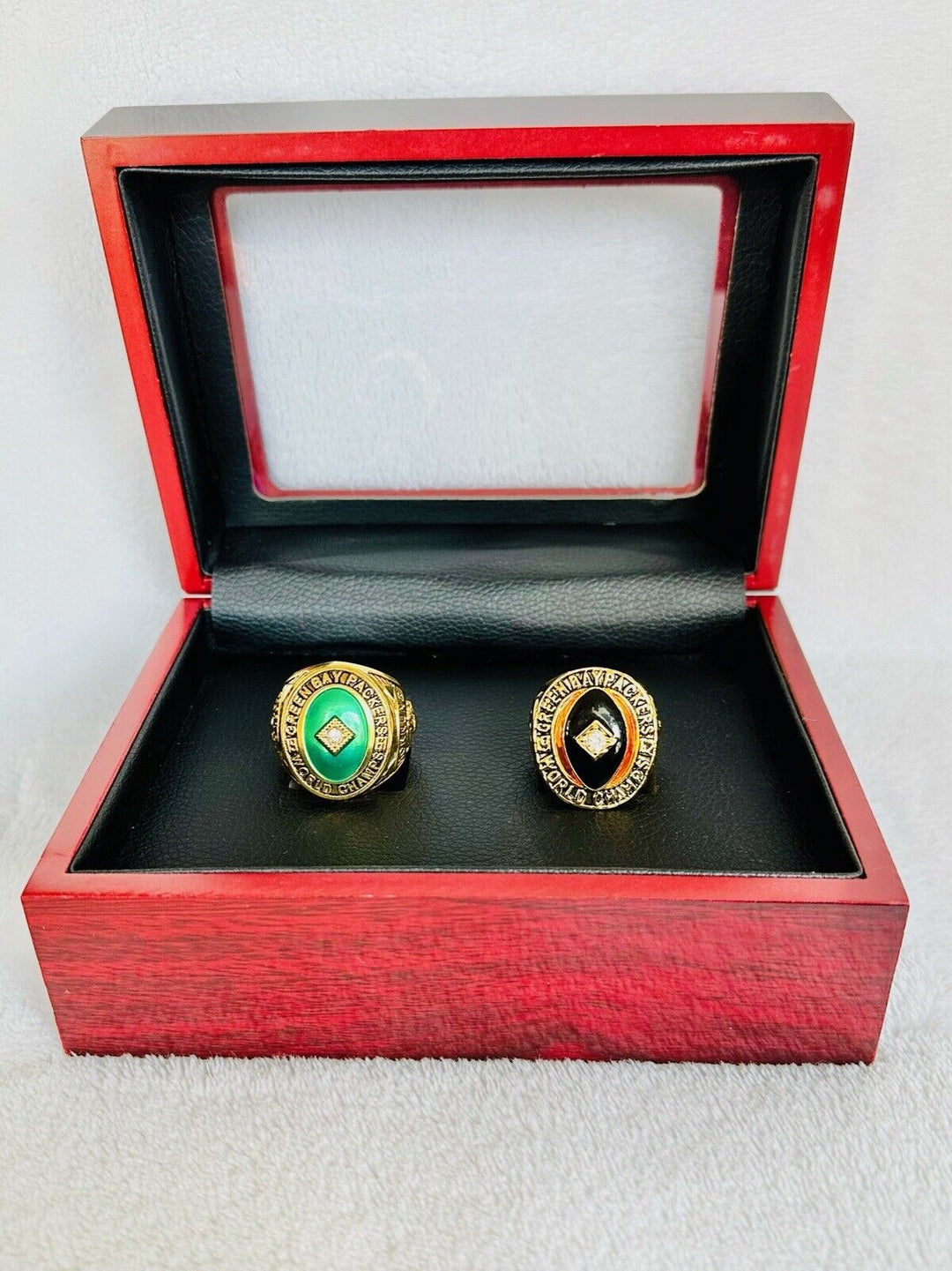 2PCS Green Bay Packers Championship Replica Ring SET W Case, US SHIP. 1961/1962 - EB Sports Champion's Cache