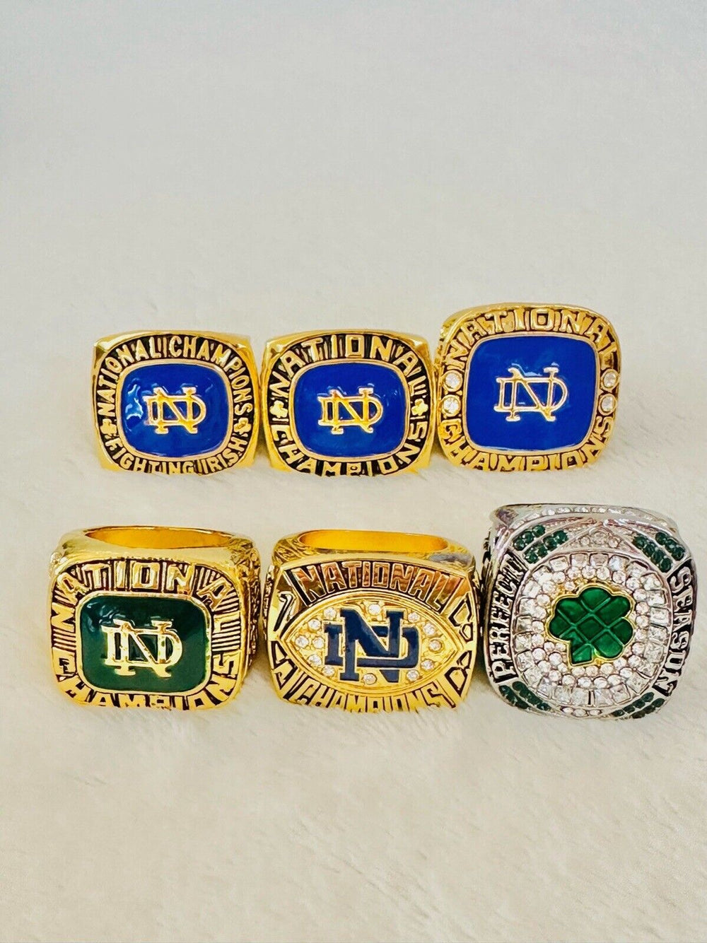 6 PCS Notre Dame Championship Display fan Ring W Box Set, US SHIP 1949-2018 - EB Sports Champion's Cache