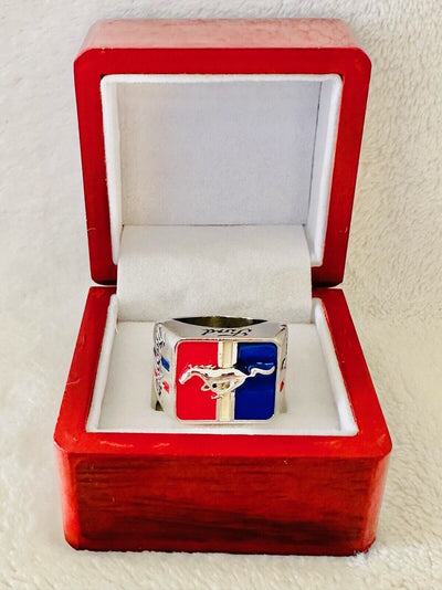 Ford Mustang Inspired Silver Ring, USA SHIP W Box - EB Sports Champion's Cache