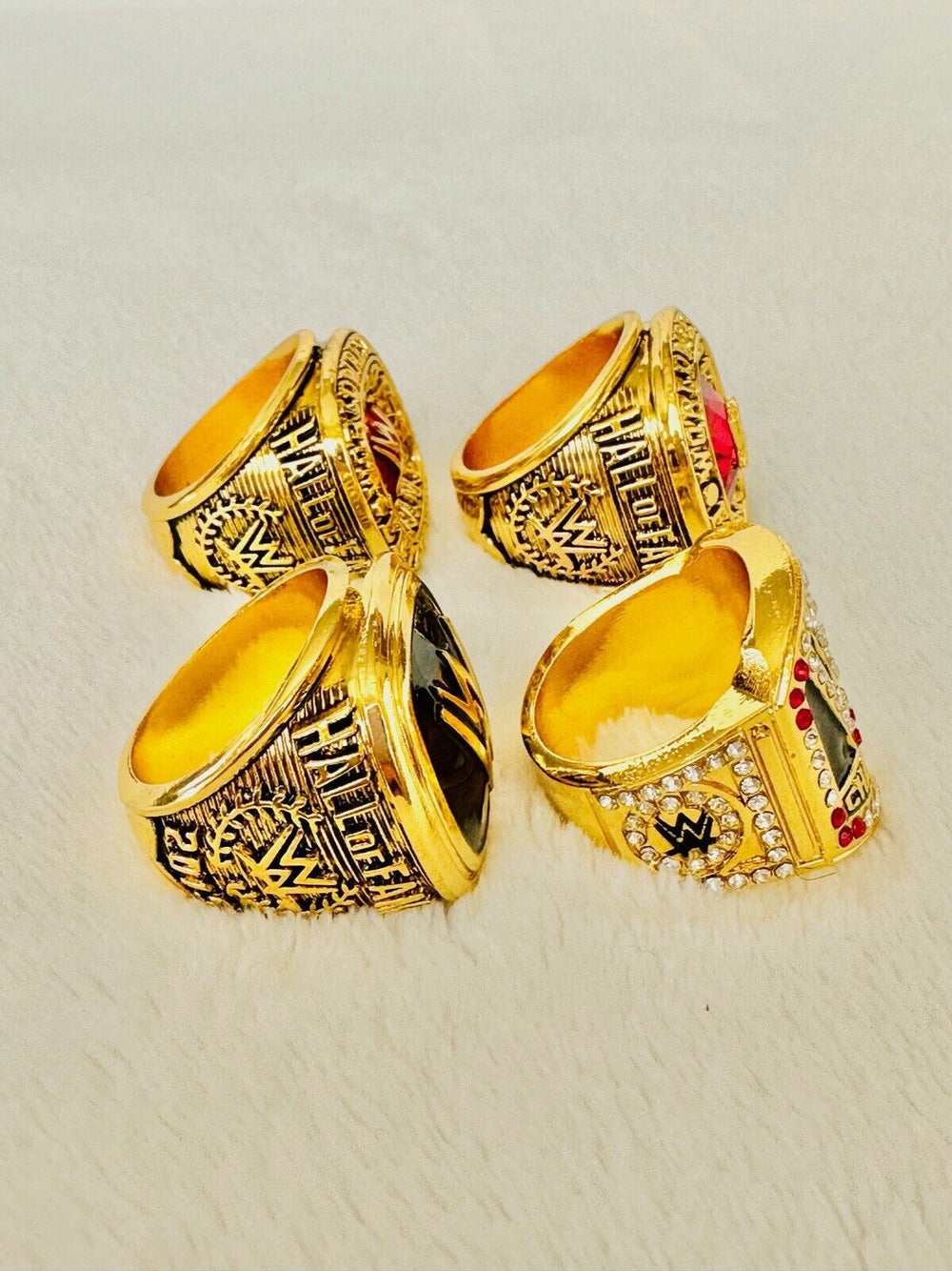 4 PCS WWE World Wrestling Hall Of Fame Championship Ring Set, US Ship - EB Sports Champion's Cache
