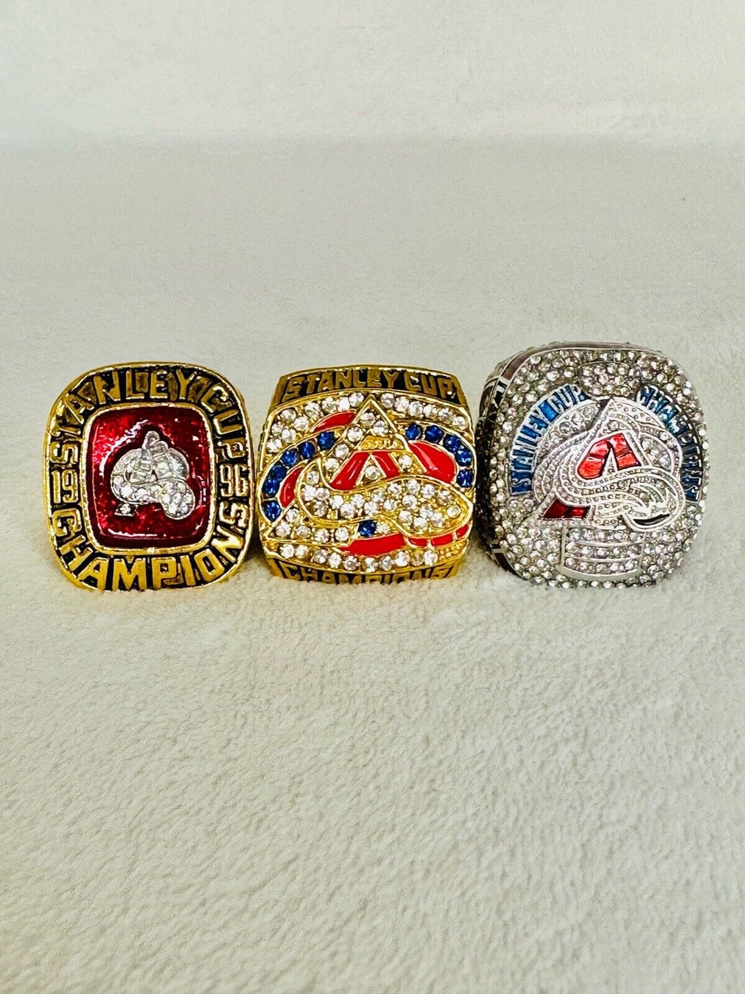 3 PCS Colorado Avalanche Stanley Cup Championship ring Set W, US SHIP - EB Sports Champion's Cache