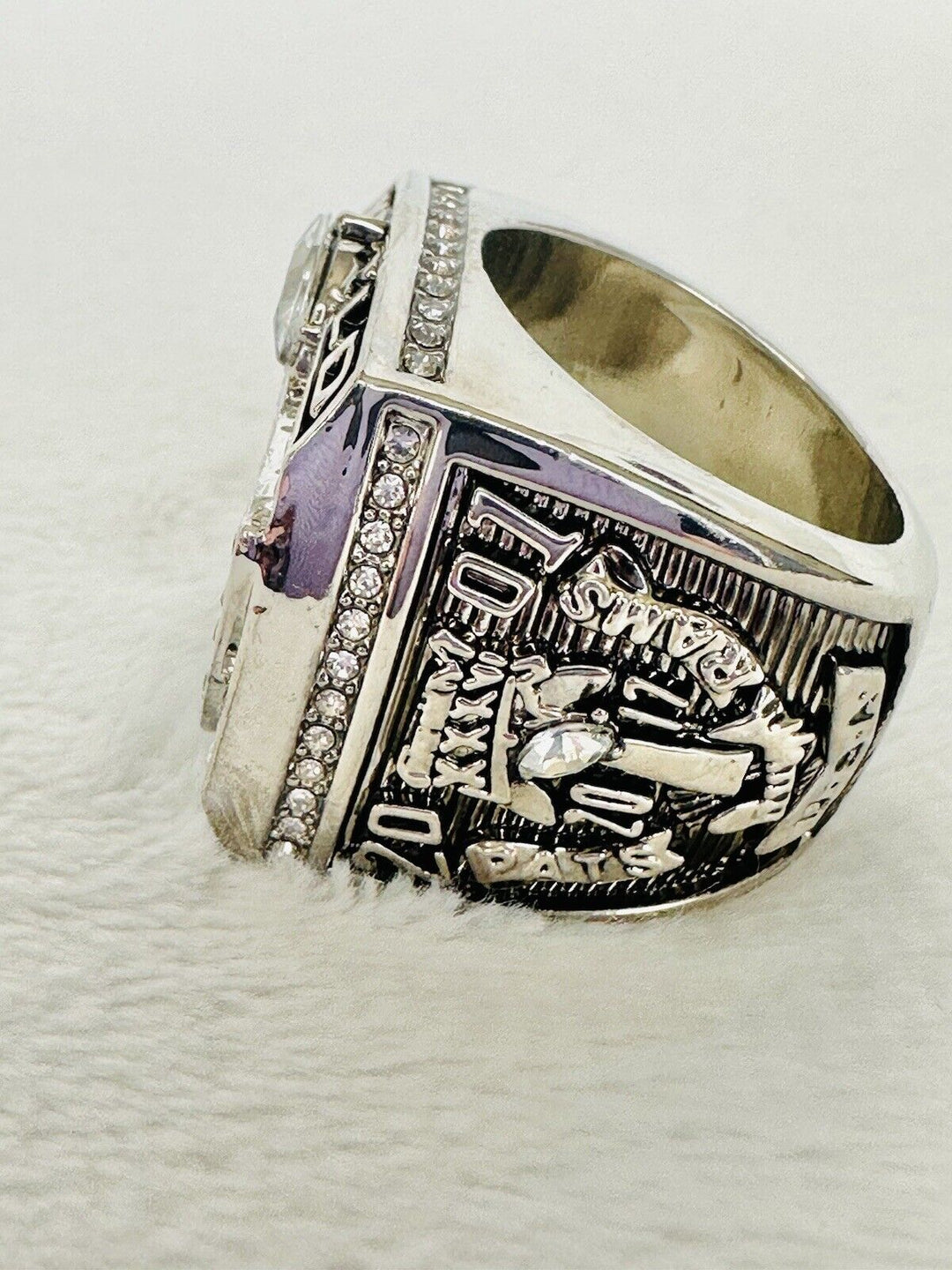 2001 New England Patriots Championship Ring W Box Silver Plated, Brady, US SHIP - EB Sports Champion's Cache