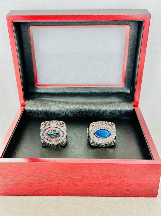 2 PCS Florida Gators National Championship Ring W Box, US SHIP, 2006/07 - EB Sports Champion's Cache