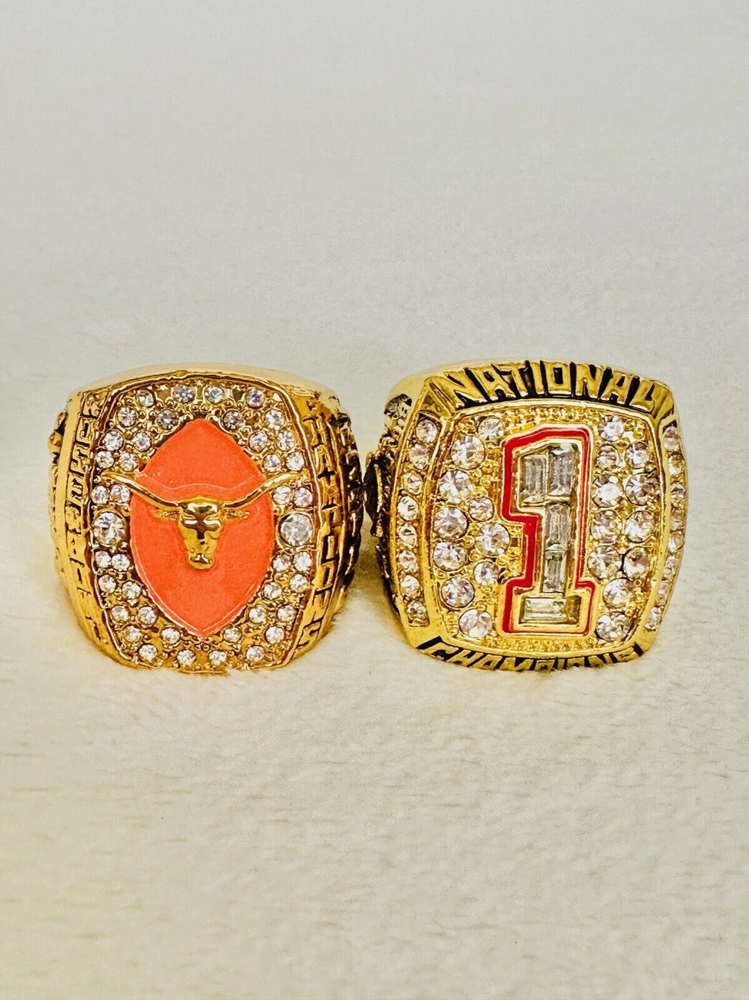 2 PCS University Of Texas LONGHORNS Championship Ring Replica, US SHIP 2005 - EB Sports Champion's Cache