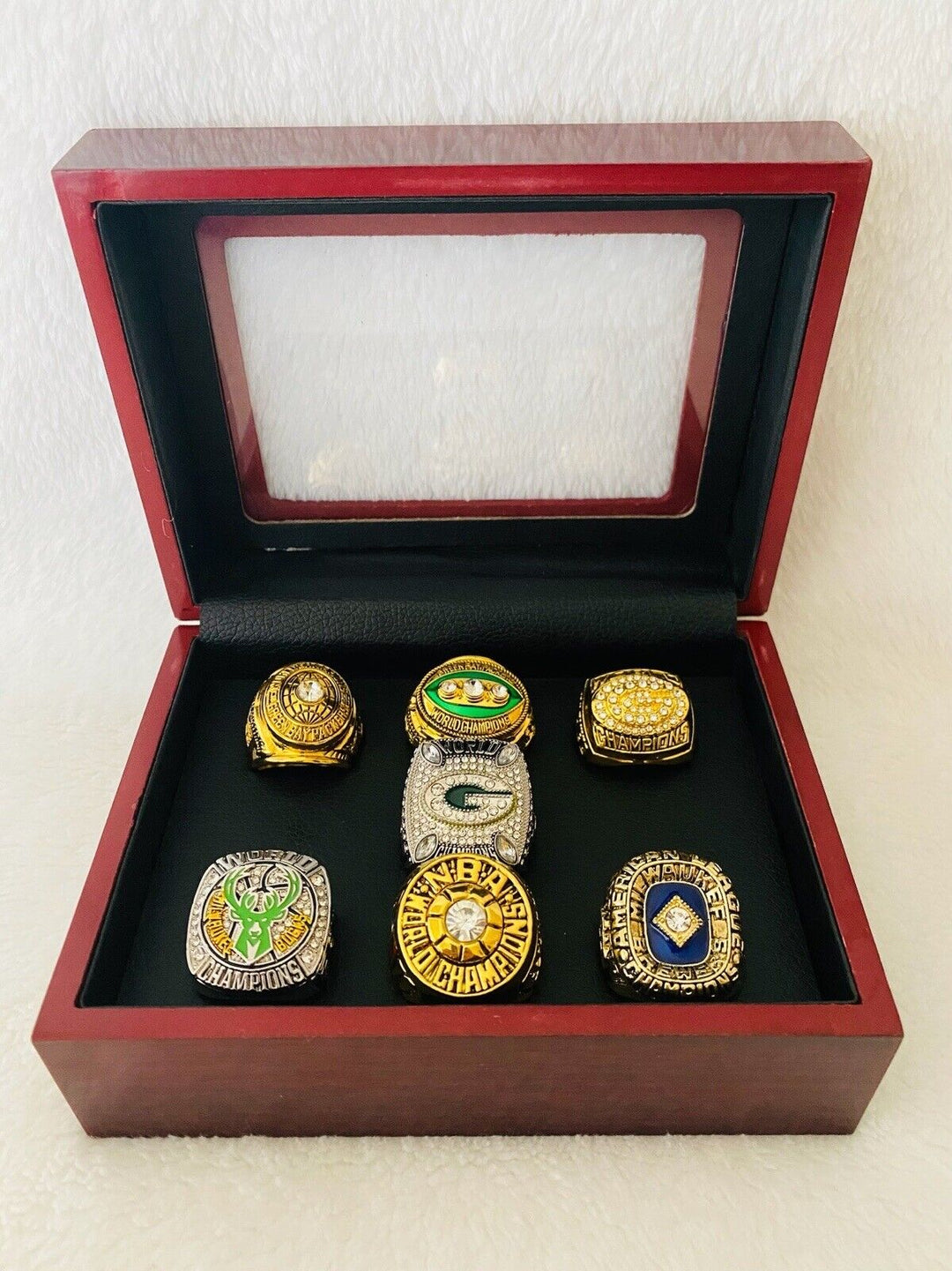 Wisconsin Ultimate Collection Championship Ring SET W Box, US Ship NFL/MLB/NBA - EB Sports Champion's Cache