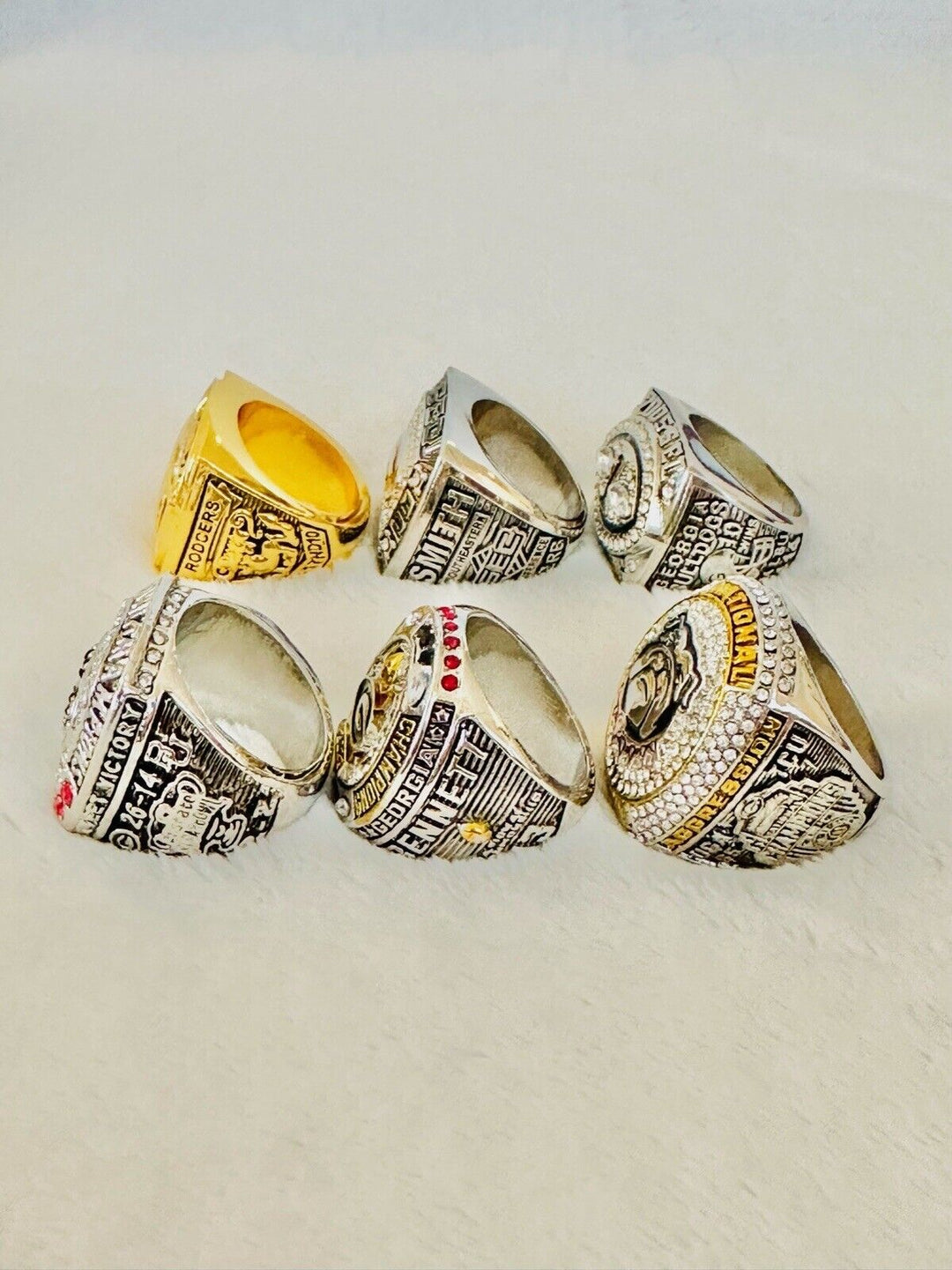 6 PCS Georgia Bulldogs Championship Ring Set W Box, US SHIP 1980-2023 - EB Sports Champion's Cache