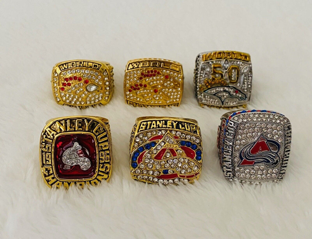 Denver Ultimate Collection Championship Ring SET W Box,  SHIP Broncos, Aval - EB Sports Champion's Cache
