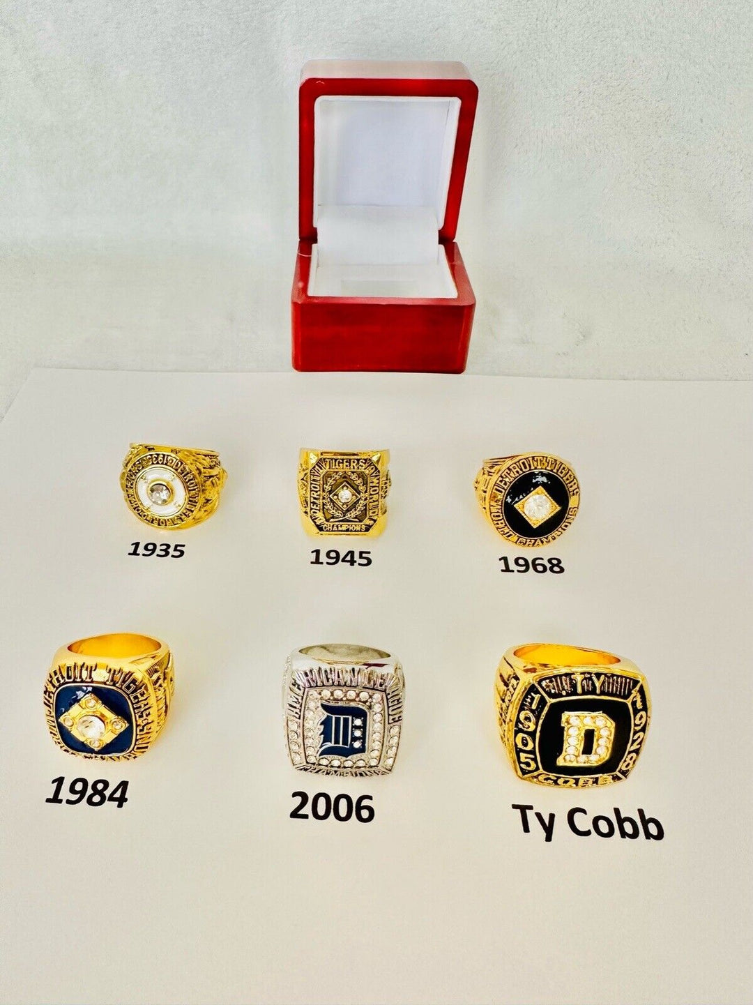 Detroit Tigers World Series Championship Ring W Box,  SHIP, PICK YOUR RING!! - EB Sports Champion's Cache