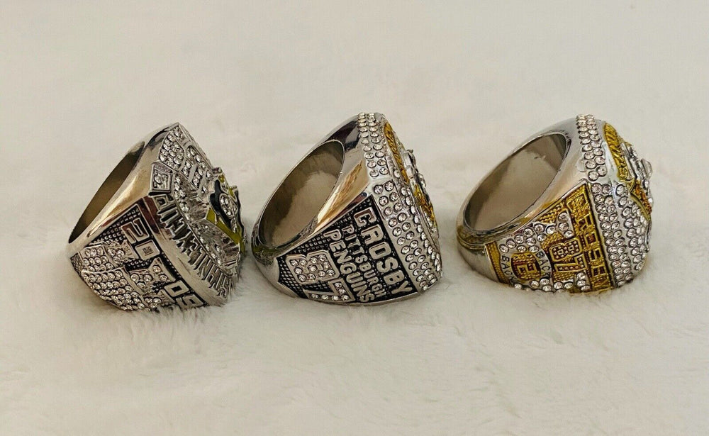 3 PCS Pittsburgh Penguins 18k GP Championship Ring Set,  SHIP - EB Sports Champion's Cache