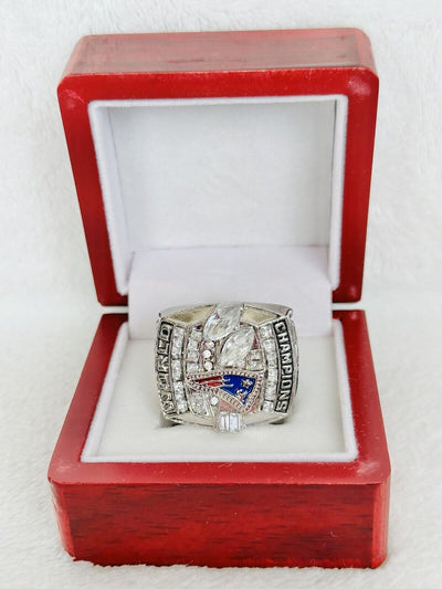 2003 New England Patriots Championship Ring W Box Silver Plated, Brady, US SHIP - EB Sports Champion's Cache