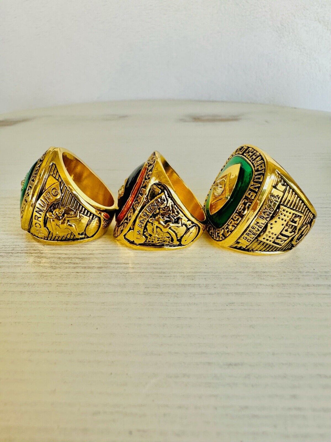 3 PCS Green Bay Packers Championship Ring SET, US SHIP 61/62/65 - EB Sports Champion's Cache