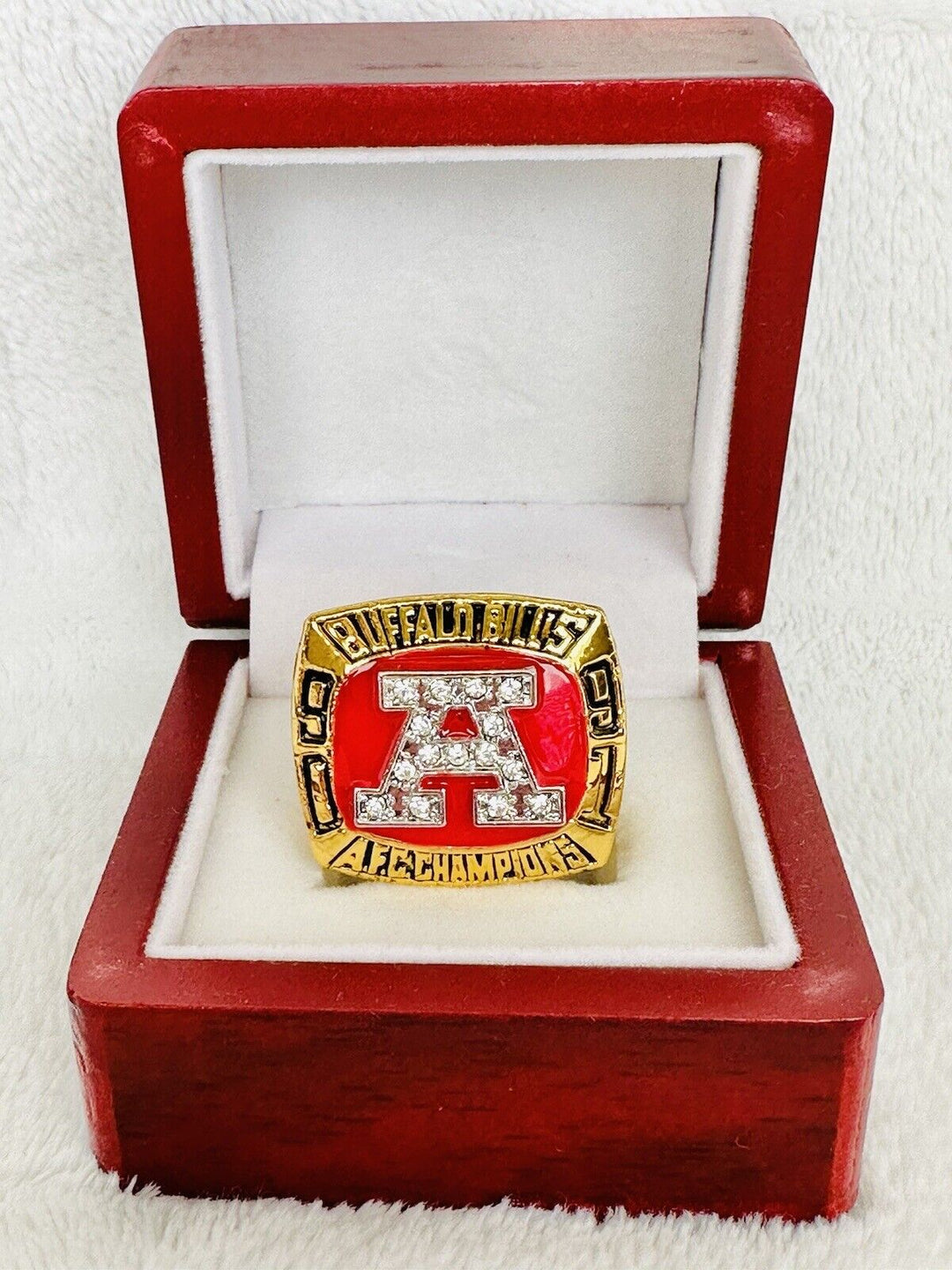 1991 Buffalo Bills AFC Championship Ring W Box Replica, Kelly, US SHIP - EB Sports Champion's Cache