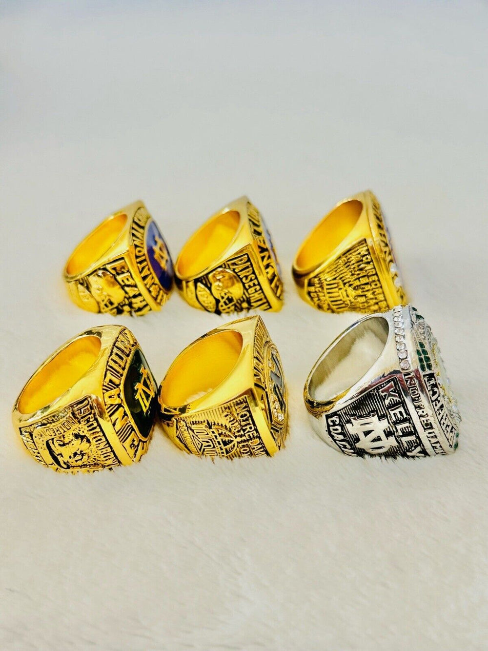 6 PCS Notre Dame Championship Display fan Ring Set, US SHIP 1949-2018 - EB Sports Champion's Cache