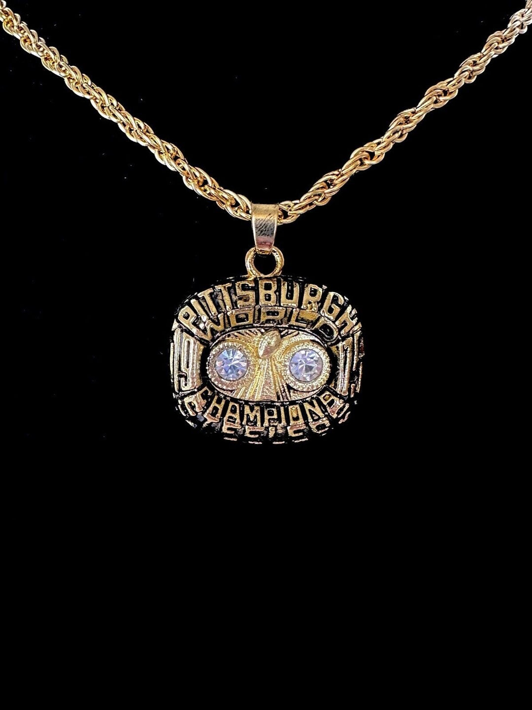 1975 Pittsburgh Steelers Super Bowl Championship Pendant Necklace, USA SHIP - EB Sports Champion's Cache