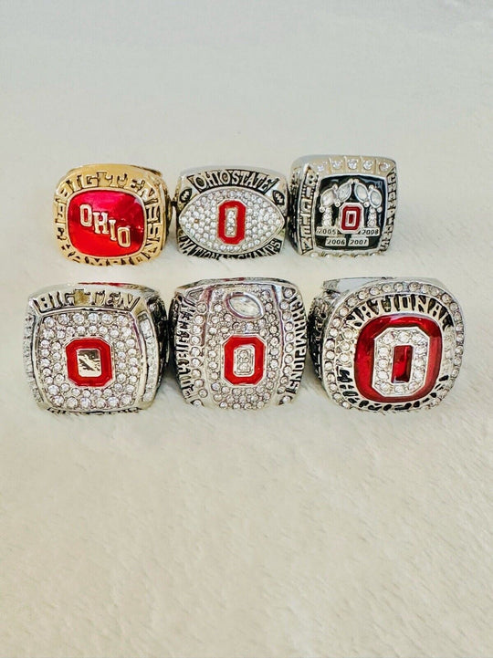 6 PCS Ohio State NCAA Championship Ring Set, US SHIP 1977-2014 - EB Sports Champion's Cache