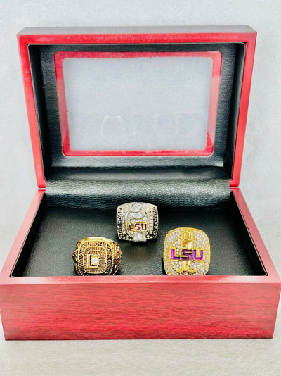 3 PCS LSU Tigers National Championship Ring W Box, US SHIP 1958/2007/19 - EB Sports Champion's Cache