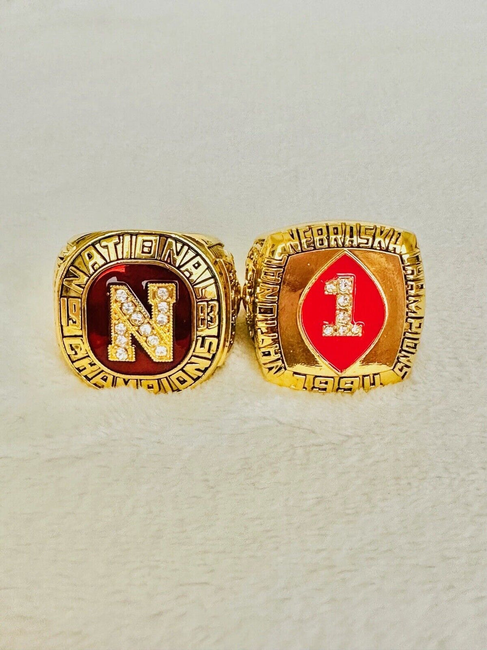 2 PCS Nebraska Cornhuskers 18k GP Championship Ring W Box, US SHIP 1983/94 - EB Sports Champion's Cache