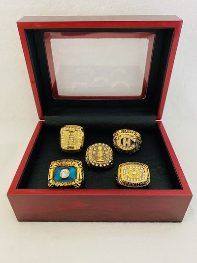 5 PCS Canadiens Stanley Cup 18k GP Brass Championship Ring W Box,  SHIP - EB Sports Champion's Cache