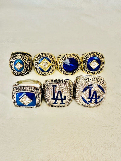 7 LA Dodgers World Series Championship Ring Set W Box,  SHIP 1955-2020 - EB Sports Champion's Cache