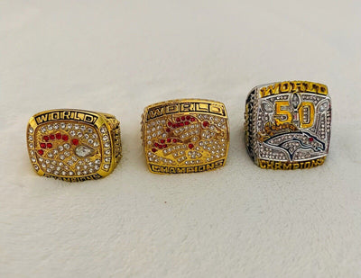 3 PCS Denver Broncos Championship Ring Set,  SHIP - EB Sports Champion's Cache