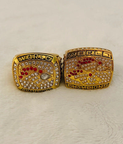 2PCS Denver Broncos Championship Ring Set, US SHIP 1997/98 Back To Back - EB Sports Champion's Cache