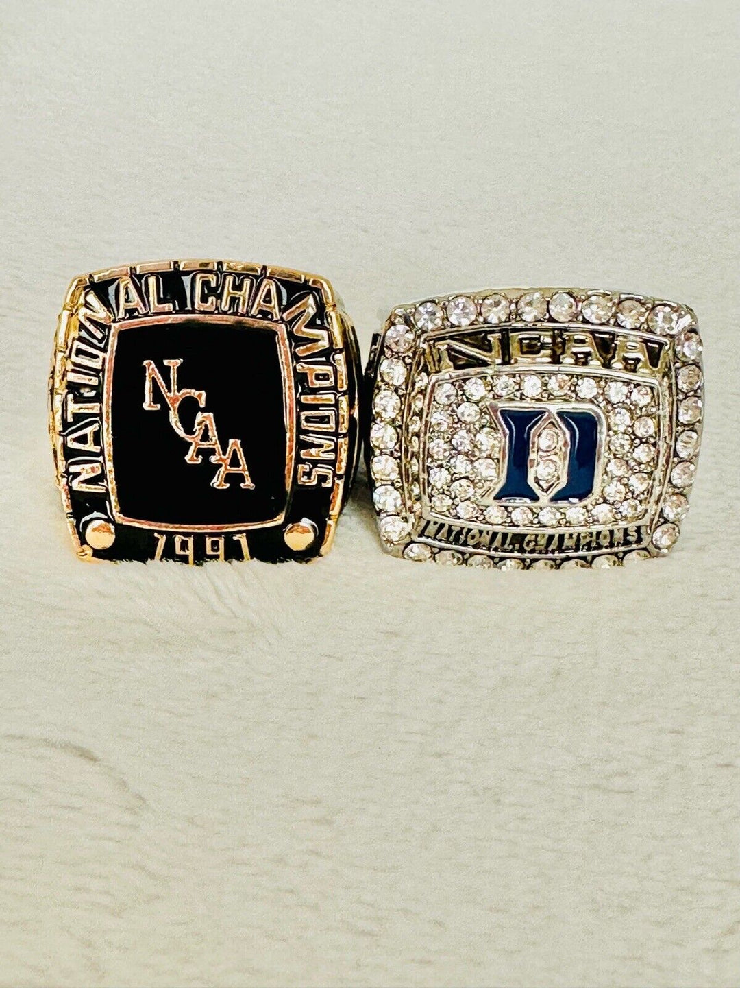 2 PCS Duke Blue Devils National Champions Ring W Box, US SHIP, 1991/2015 - EB Sports Champion's Cache