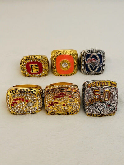 6 PCS Denver Broncos Championship Ring Complete Set M,  SHIP - EB Sports Champion's Cache