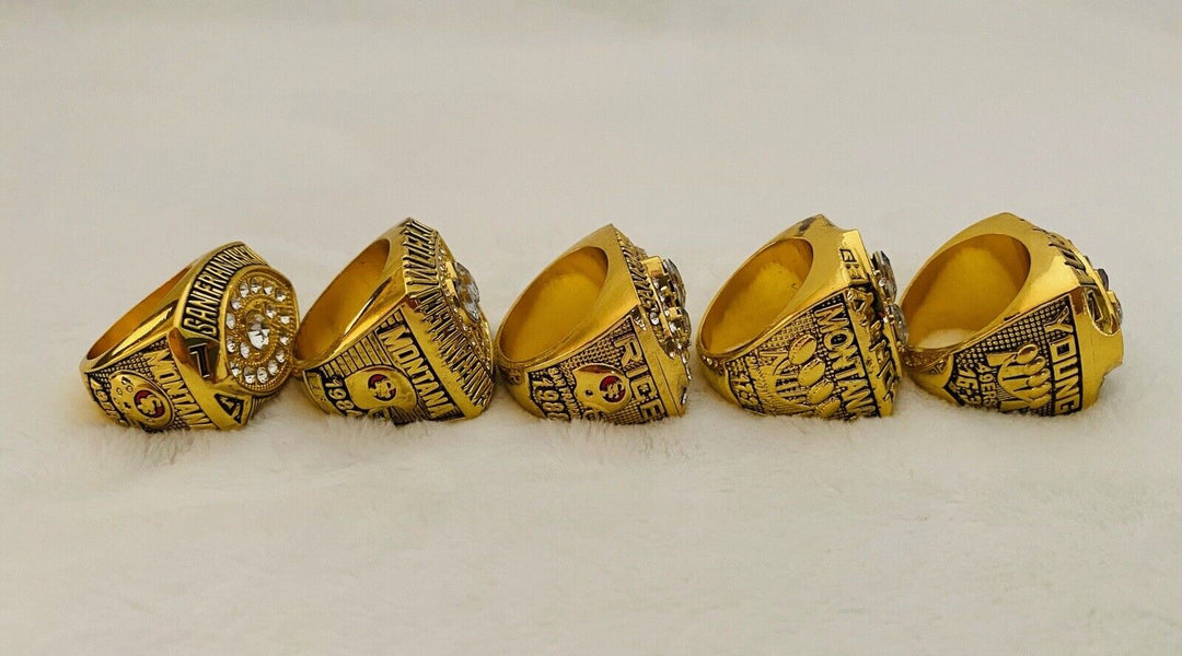 5 PCS San Francisco 49ers Super Bowl RING SET W Case, USA Ship - EB Sports Champion's Cache