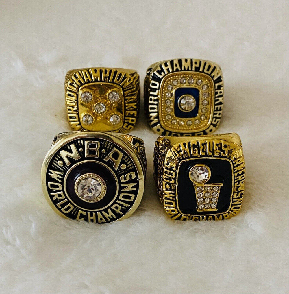 4 Pcs Los Angeles Lakers Ring Set W Box,  SHIP 1982/85/87/88 - EB Sports Champion's Cache