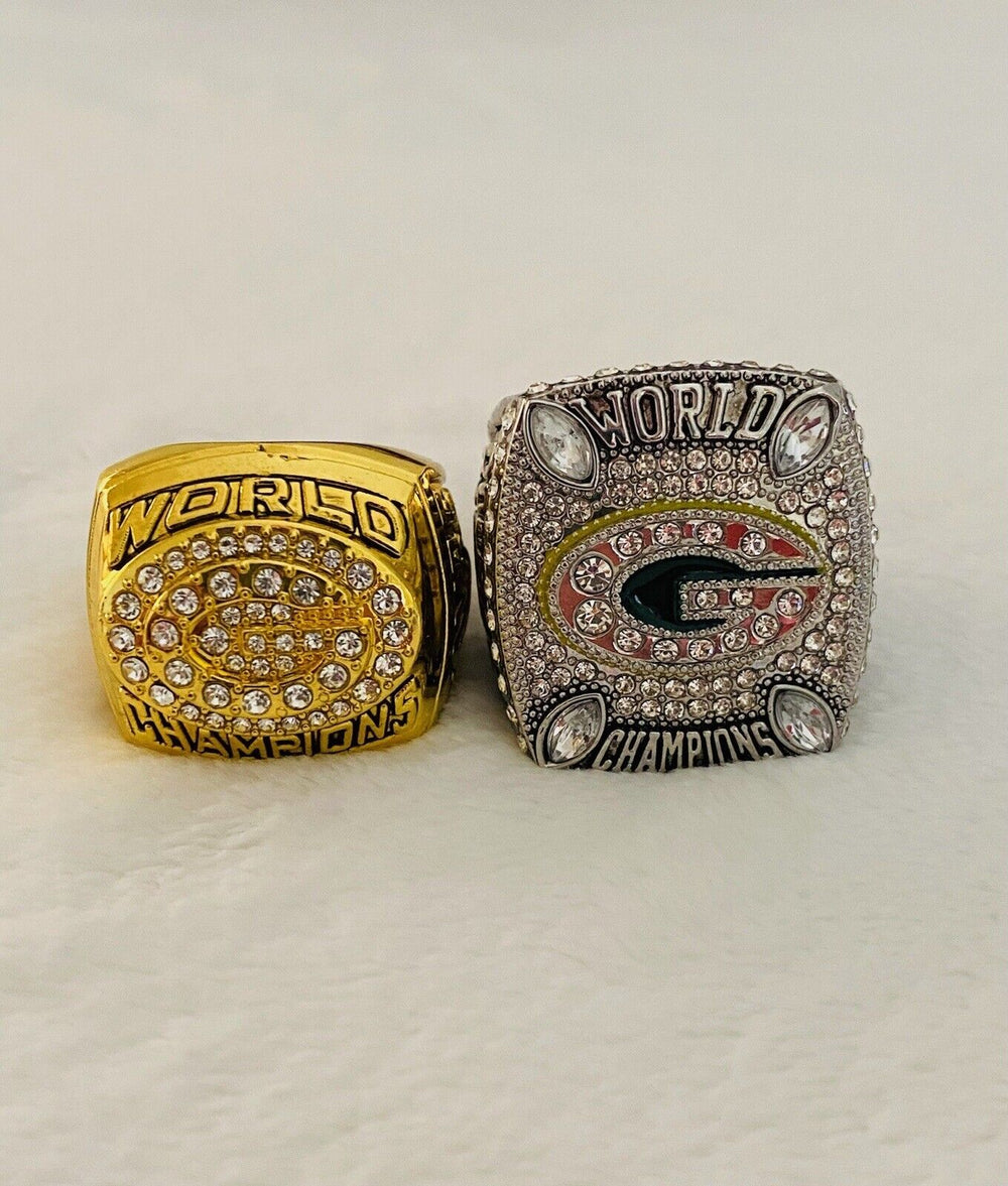 2PCS Green Bay Packers Super Bowl Ring SET W Case, US SHIP. 1996/2008 - EB Sports Champion's Cache