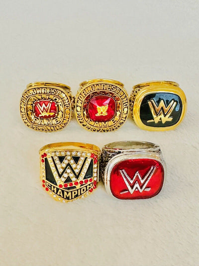 5 PCS WWE World Wrestling Hall Of Fame Championship Ring Set, US Ship - EB Sports Champion's Cache