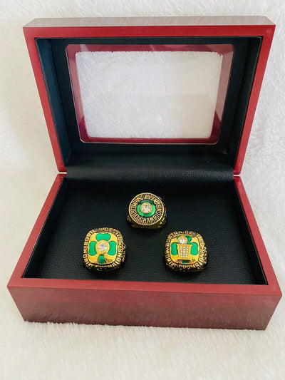 3 PCS Boston Celtics Larry Bird Championship Ring Set W Box, US SHIP 1981/84/86 - EB Sports Champion's Cache