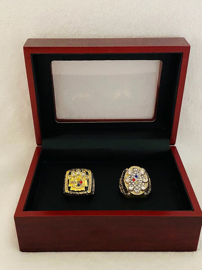 2 PCS Pittsburgh Steelers Ring -SB Championship SET W Box, USA SHIP 2005/08 - EB Sports Champion's Cache