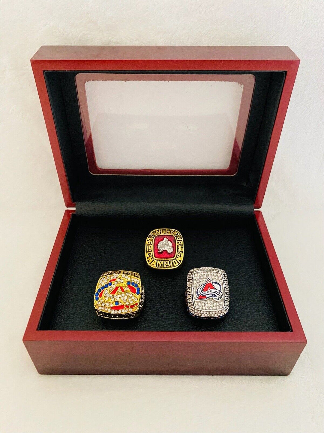 3 PCS Colorado Avalanche Stanley Cup Championship ring Set W Box,  SHIP - EB Sports Champion's Cache