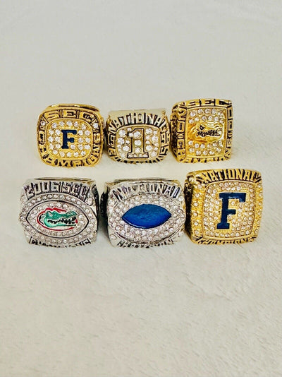 6 PCS Florida Gators Championship Ring, US SHIP, 1995-2008 - EB Sports Champion's Cache