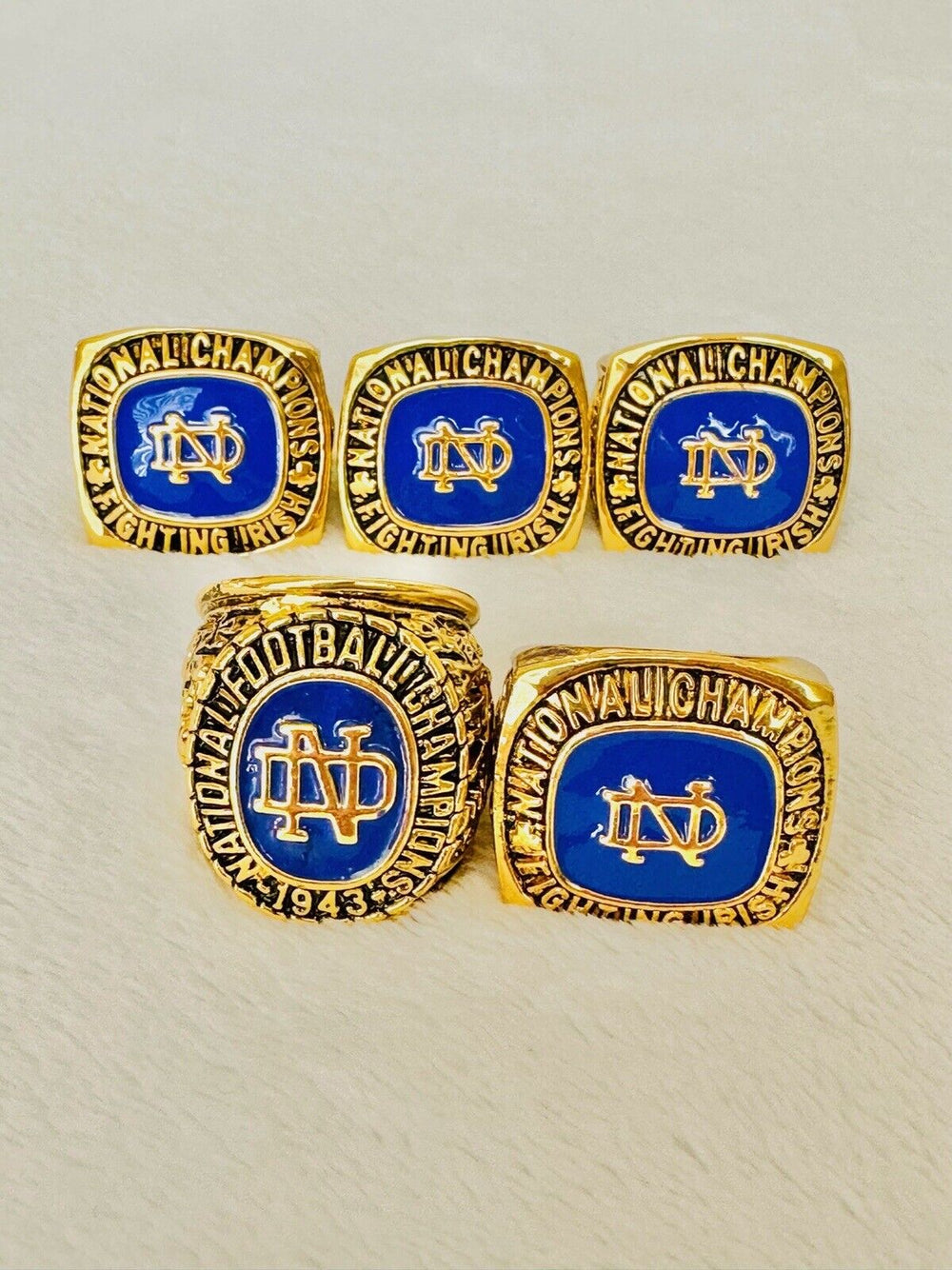 5 PCS Notre Dame Championship Display fan Ring W Box Set, US SHIP 1924-46 - EB Sports Champion's Cache