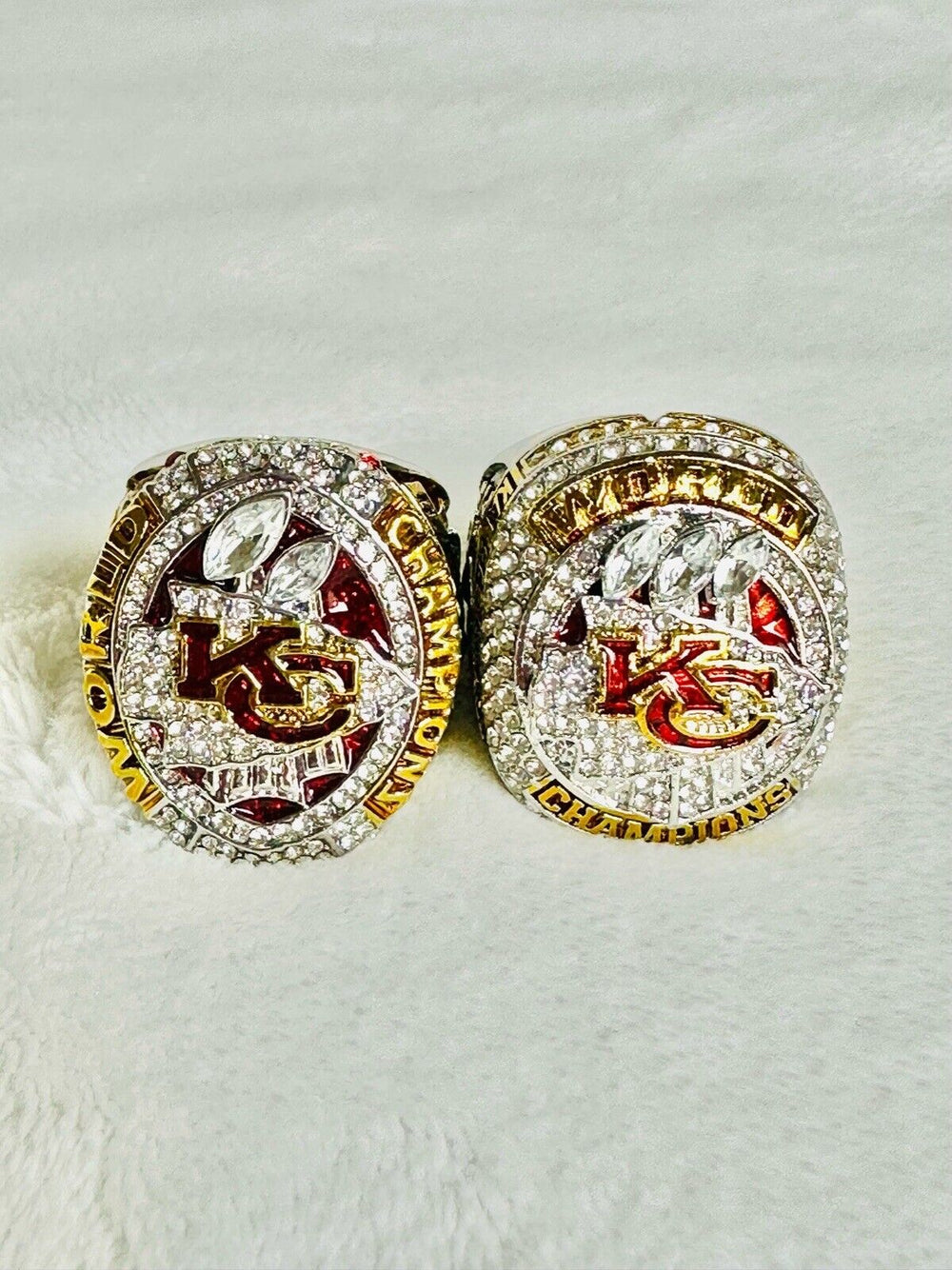 2 PCS Kansas City Chiefs Super Bowl Ring Set W Box, Mahomes, US SHIP 2019/23 - EB Sports Champion's Cache