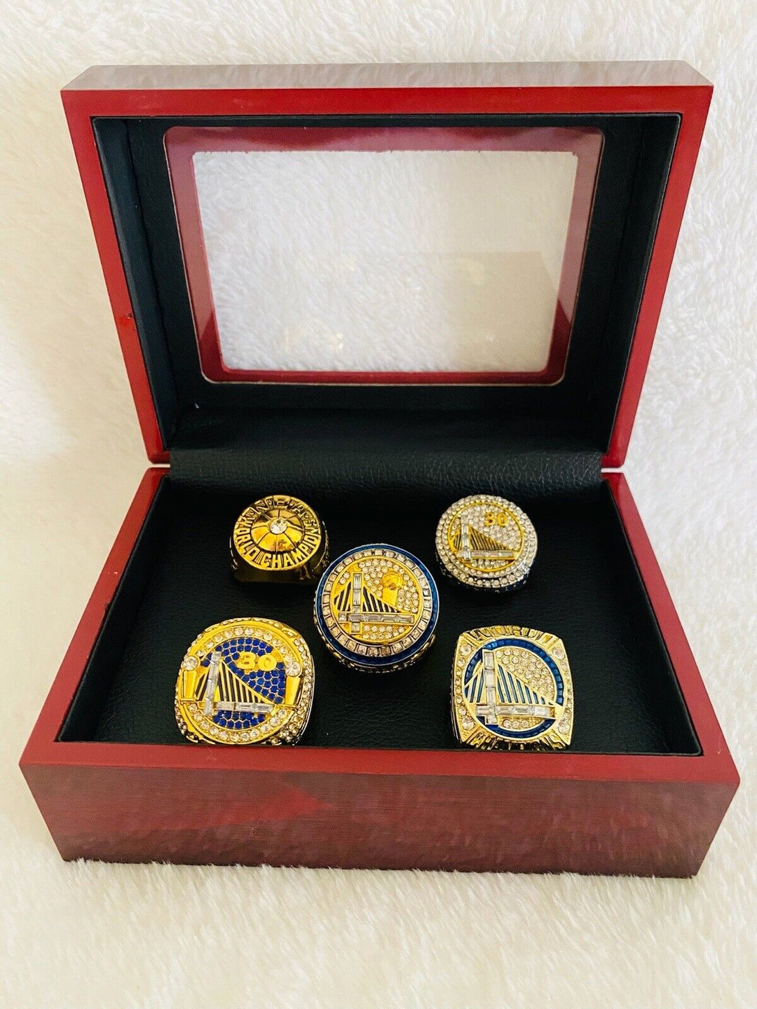 5 PCS Golden State Warriors Championship Ring Complete Set W Box,  SHIP - EB Sports Champion's Cache