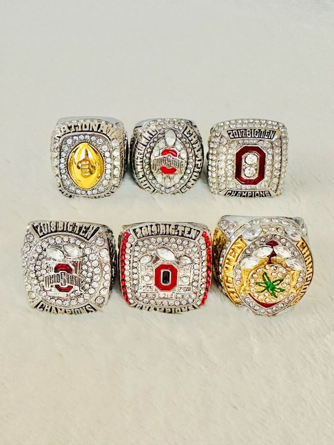 6 PCS Ohio State NCAA Championship Ring Set, US SHIP 2015-2020 - EB Sports Champion's Cache