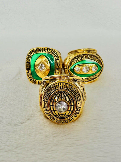 3 PCS Green Bay Packers Championship Ring SET, US SHIP 3 Peat - EB Sports Champion's Cache