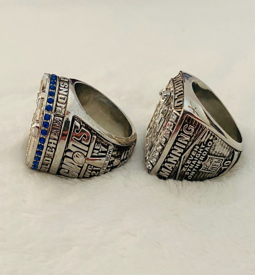 2 PCS New York Giants Super Bowl Ring SET, US SHIP. 2007/2011 - EB Sports Champion's Cache